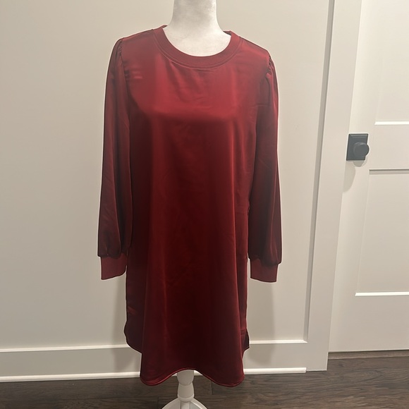 NWT S’Edge Red Satin Shift Dress Sz M - Picture 2 of 10